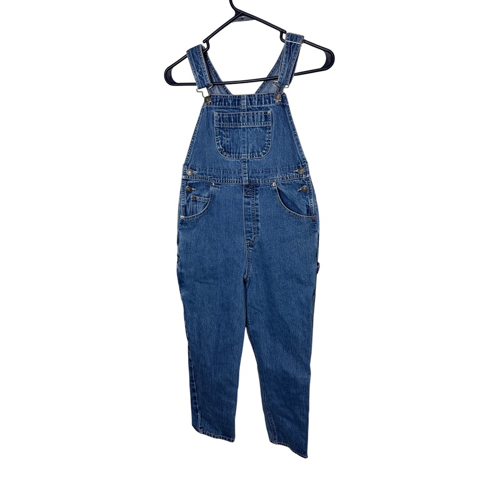 Lands End Kids Blue‎ Denim Carpenter Bib Overalls Medium Wash Size 10